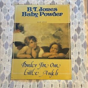 B.T. Jones Baby Powder Vintage Metal Sign Like New Condition